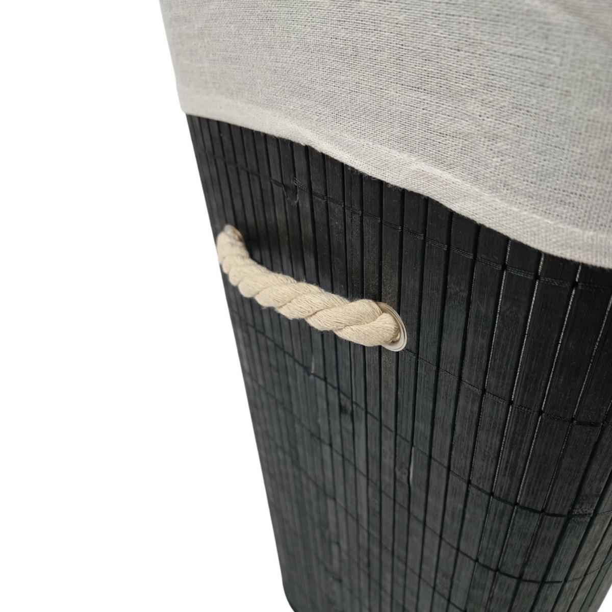 WÄSCHEKORB Bambus Schwarz mit Deckel 60x40x30 cm - Schwarz, Holzwerkstoff (40/60/30cm) - Begryf