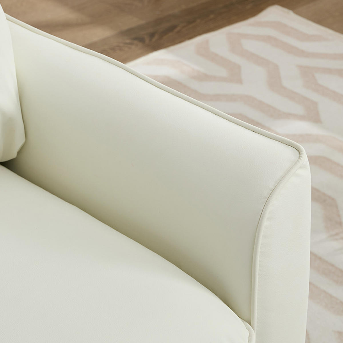 SESSEL Kunstleder Weiß mit Kissen - Weiß, Holzwerkstoff/Textil (80/80/68cm) - WISHDOR
