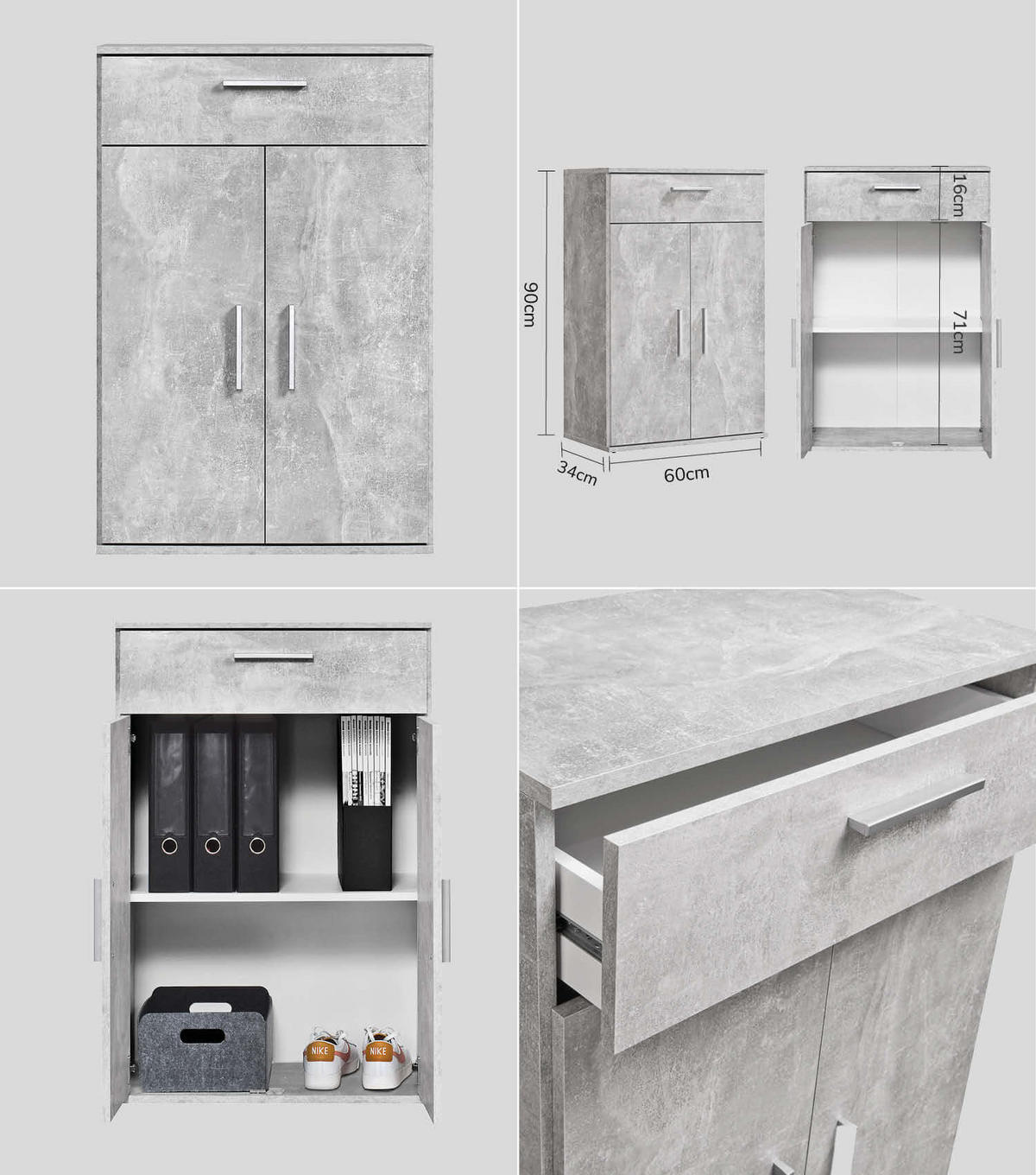 MEHRZWECKSCHRANK SET Der Allzweckwaffe - Silberfarben/Hellgrau, Holzwerkstoff (60/180/34cm) - Mokebo