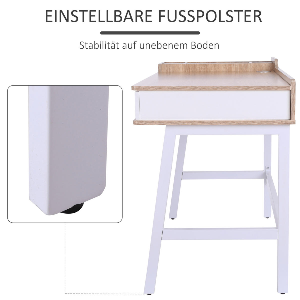SCHREIBTISCH, MDF, Metall, Naturholz - Naturfarben, Kunststoff (100/55/81cm) - HOMCOM