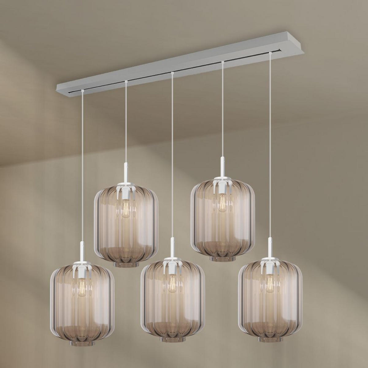 HÄNGELEUCHTE Velo 5-flammig Klar Ø 25cm - Klar/Weiß, Glas (25/25/27cm) - s.luce