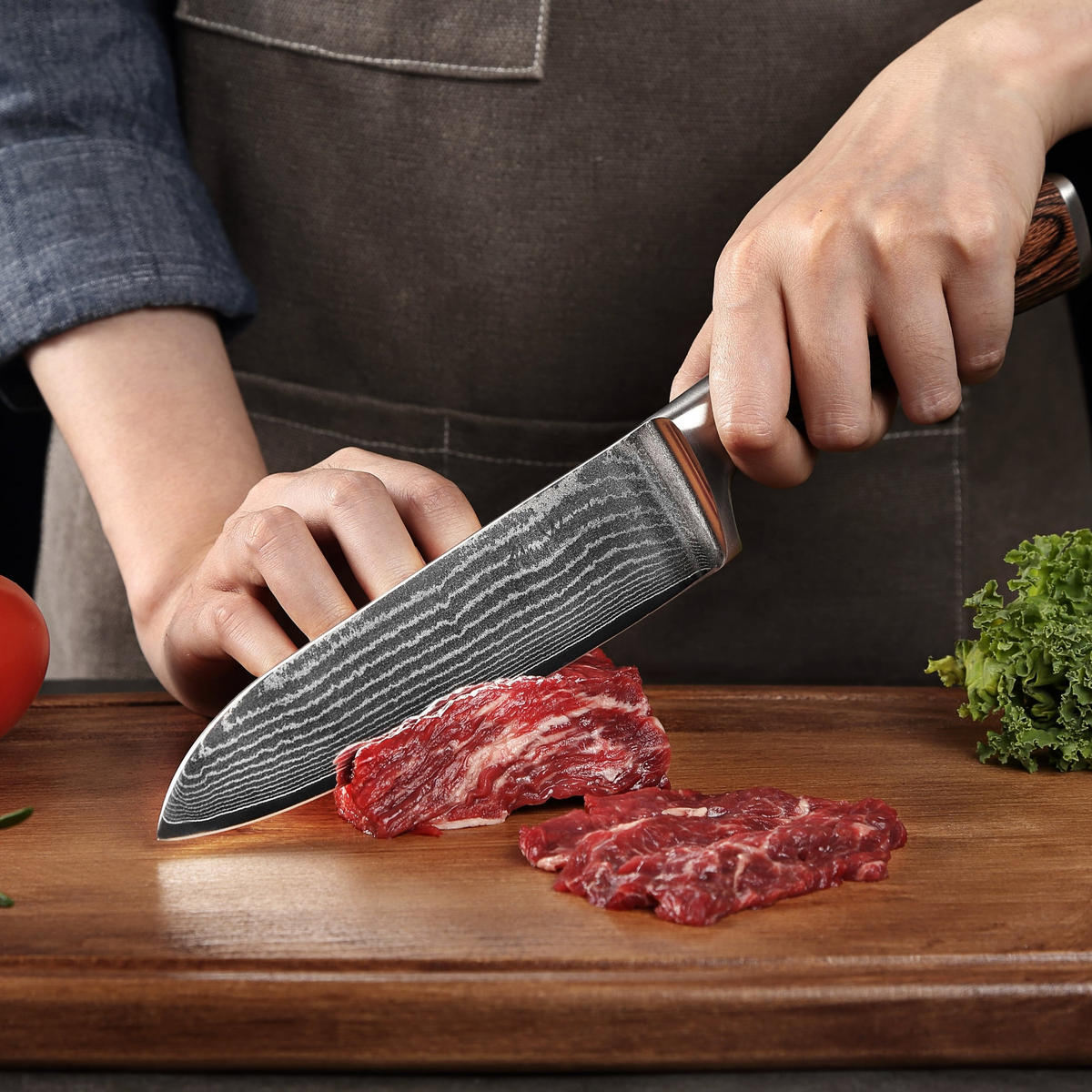 KÜCHENMESSER Set 5-teilig I EDIB - Braun, Holz/Metall - Wakoli