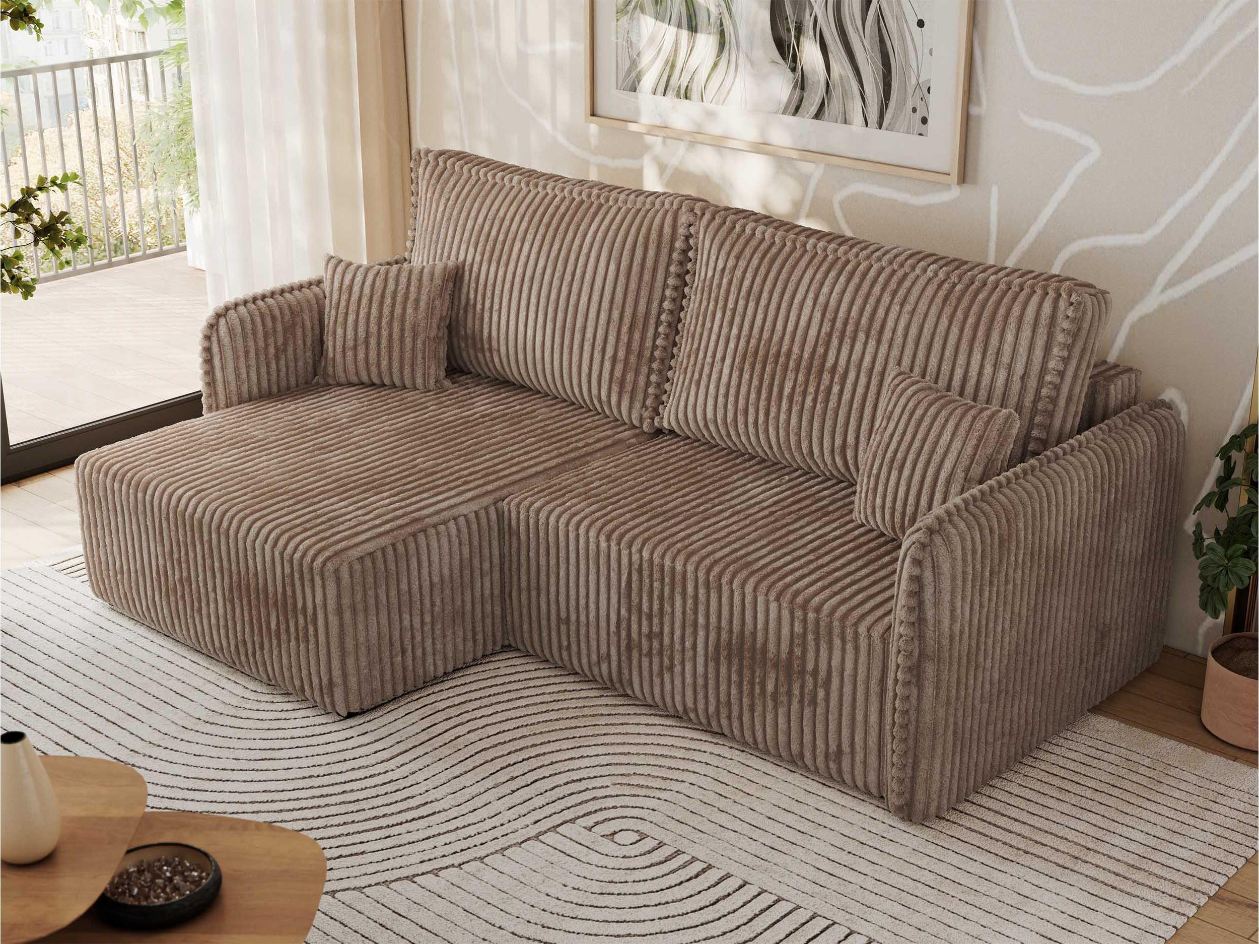 ECKSCHLAFSOFA MESTO L Braun Cord - links - Schwarz/Braun, Kunststoff/Textil (227/147cm) - MKS