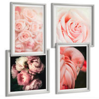 BILDER SET 4er Set - 50x50 cm & 40x60 cm Silberner Rahmen - Pastellrosa Flamingos - Silberfarben, Kunststoff (50/50cm) - TULUP