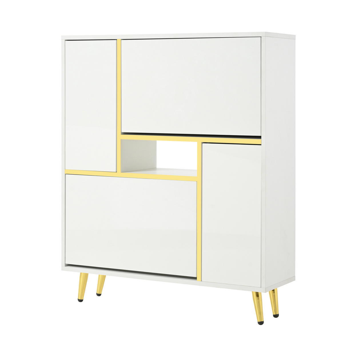 SCHUHSCHRANK 80/96/25 cm Weiß aus Spanplatte mit LED-Beleuchtung - Weiß, Holzwerkstoff (80/96/25cm) - OKMYHOME