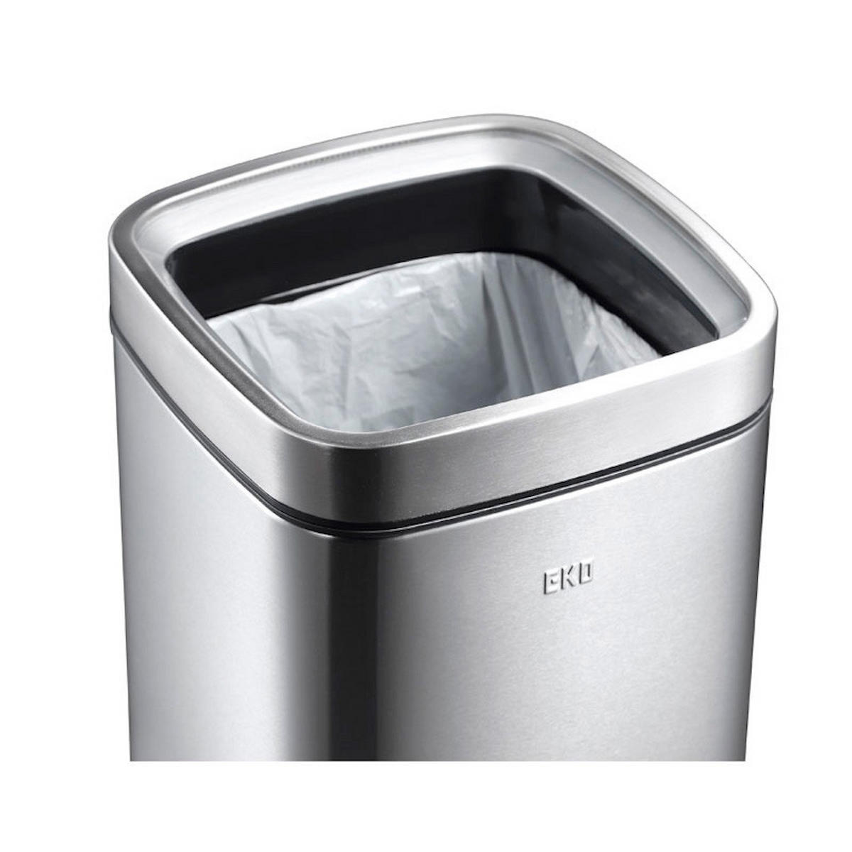 MÜLLEIMER Quadratischer Mit Offenem Einwurf 9 Liter Edelstahl Silber - Silberfarben, Metall (24/33.8/24cm) - PROREGAL