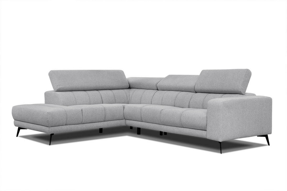 ECKSOFA MORELLO 5-Sitzer, silberfarben - Silberfarben/Schwarz, Holzwerkstoff/Textil (158/269cm) - Courtois Laville