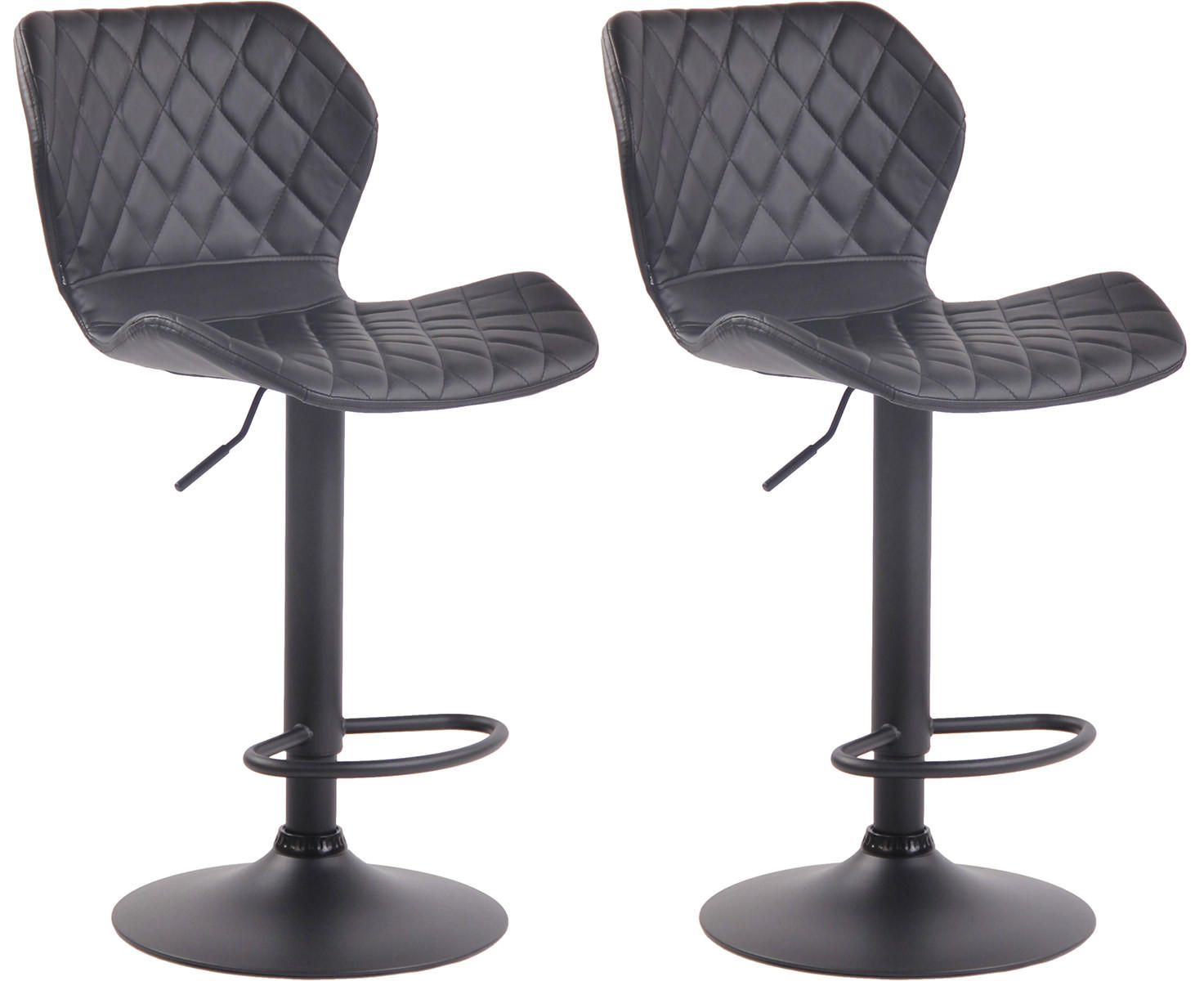 BARHOCKER 2er Set Lederlook schwarz - Schwarz, Textil/Metall (47/88/51cm) - CLP