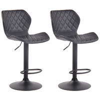 BARHOCKER 2er Set Lederlook schwarz - Schwarz, Textil/Metall (47/88/51cm) - CLP