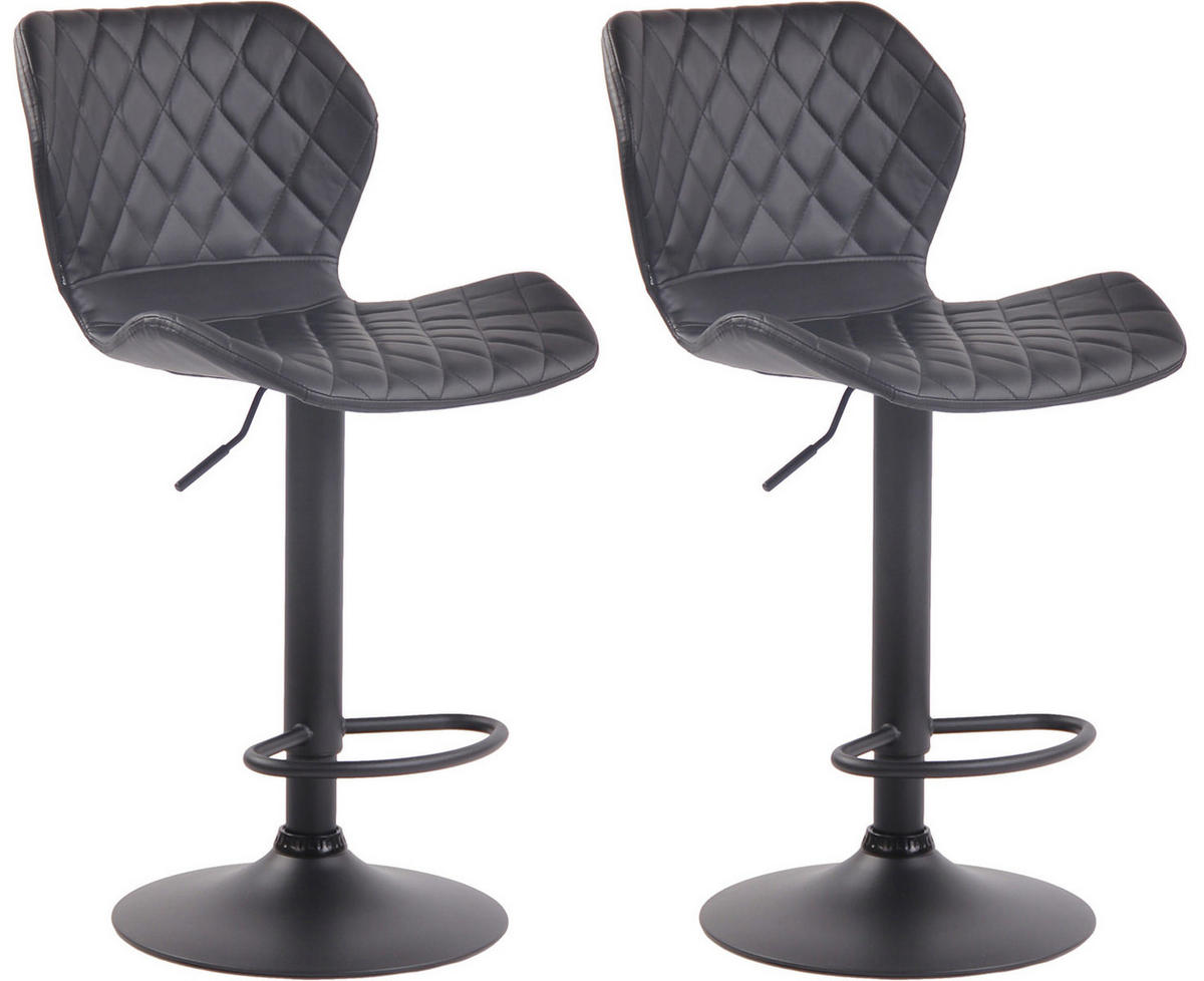 BARHOCKER 2er Set Lederlook schwarz - Schwarz, Textil/Metall (47/88/51cm) - CLP
