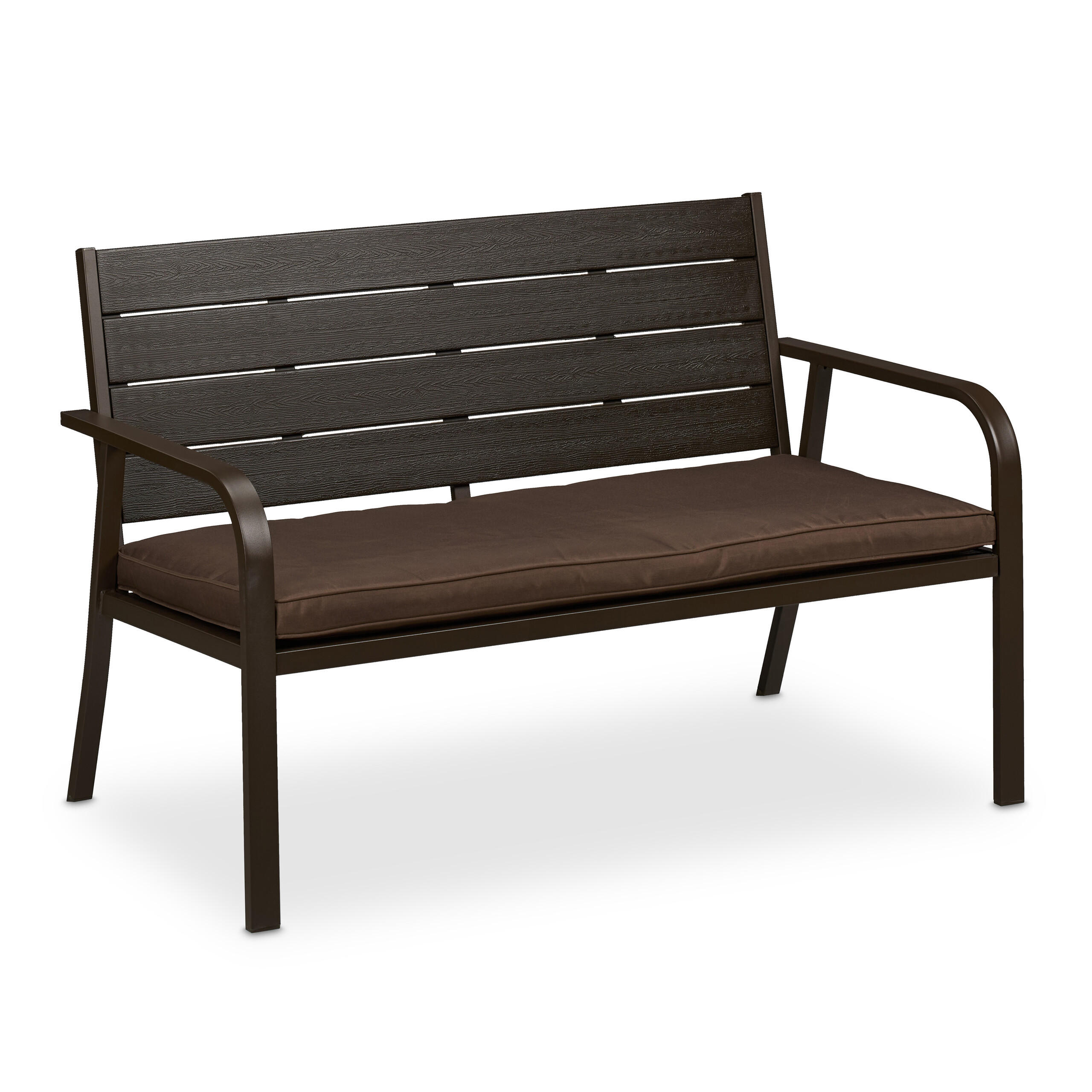 GARTENBANK - Braun, Kunststoff/Textil (118/78/66cm) - Relaxdays
