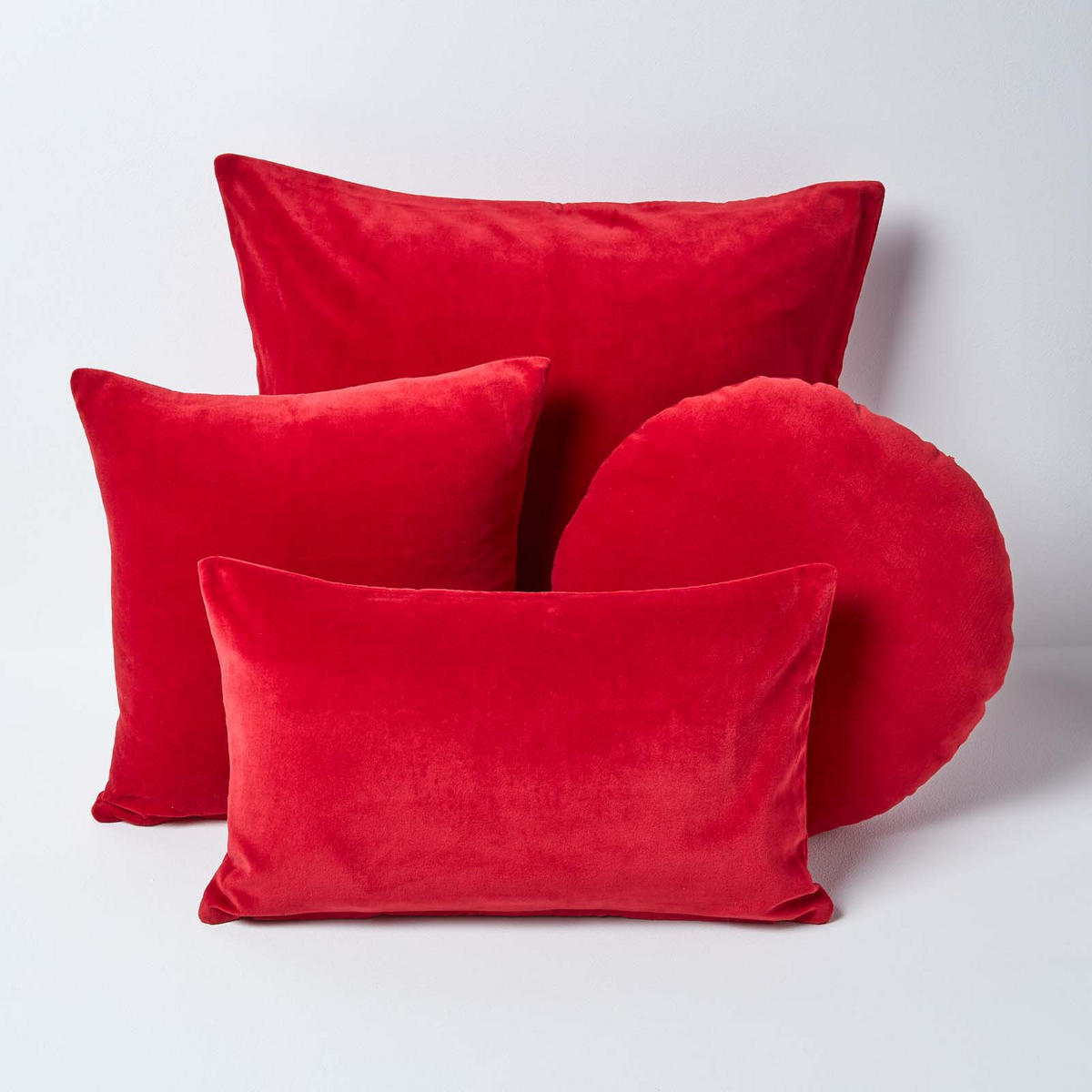 KISSENHÜLLEN 2er-Set Baumwollsamt rot 40/40 cm - Rot, Textil (40/40cm) - Homescapes