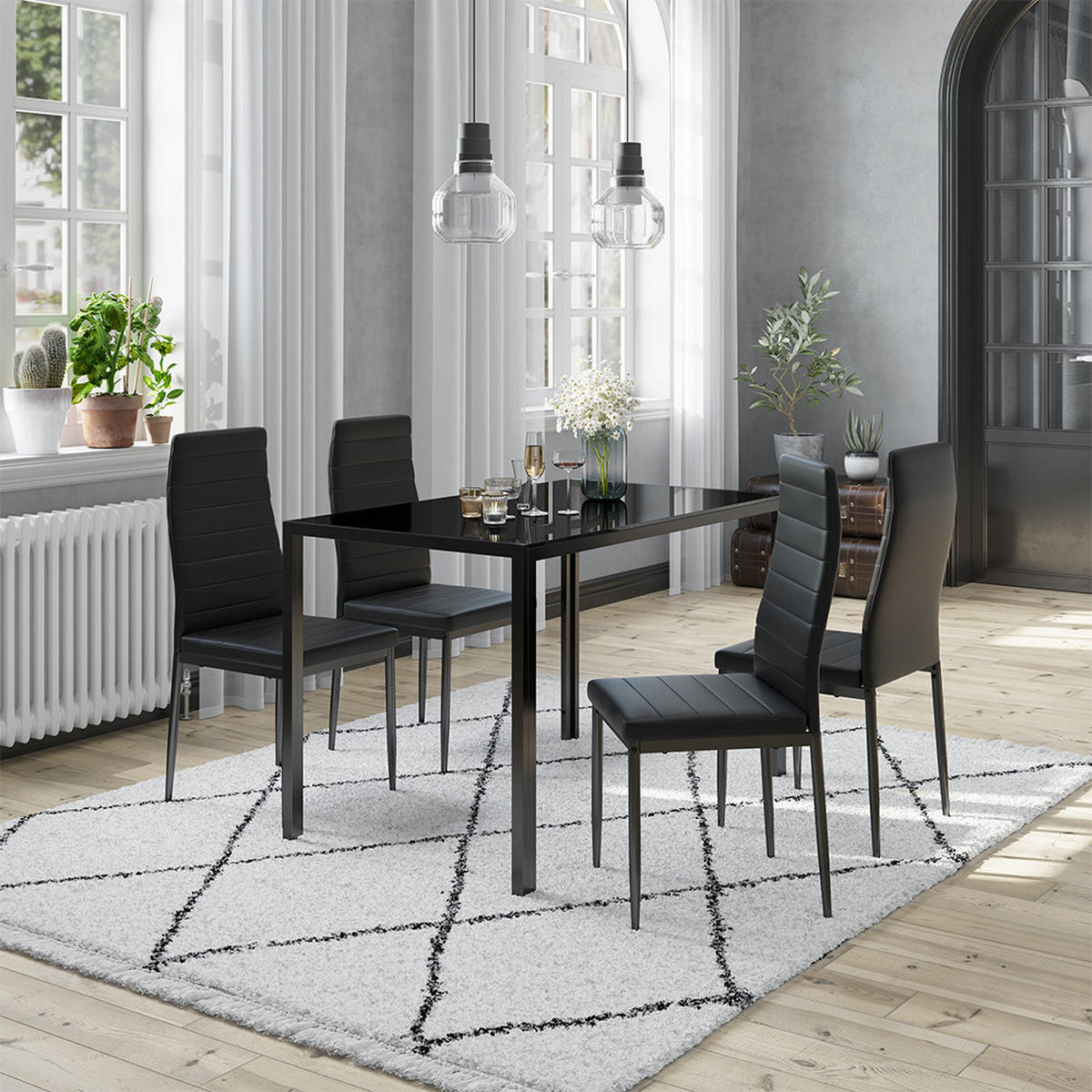 ESSZIMMERSTUHL Grand Schwarz 42.5 x 48 cm 4er Set - Schwarz, Kunststoff (42.5/96/48cm) - Vicco