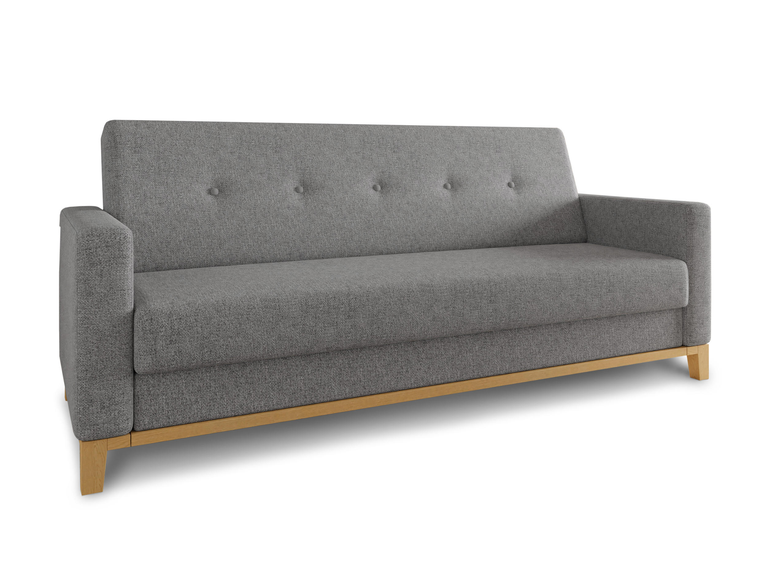 SCHLAFSOFA Wood - Beige/Grau, Holz/Textil (215/89/89cm)