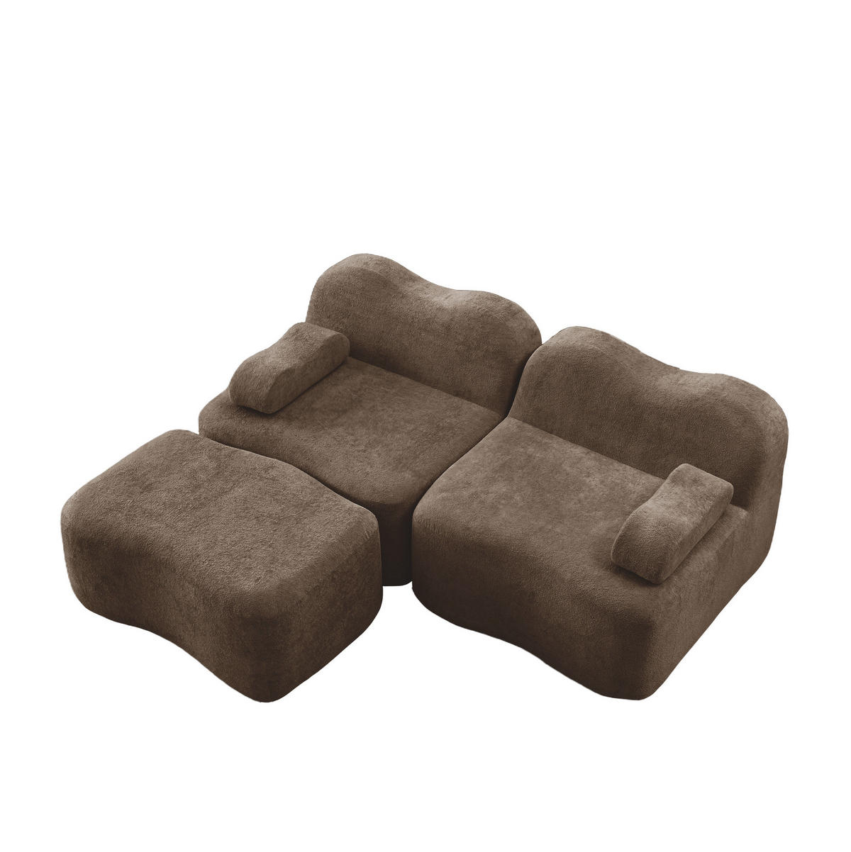 ECKSOFA mit Ottomane, beweglichem Armlehnenkissen und Wellenform, Braun - Braun, Textil (192/167cm) - Redom