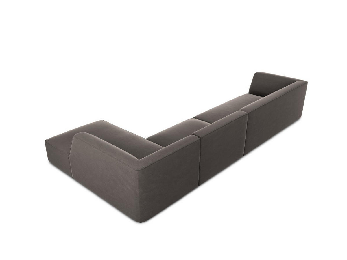 ECKSOFA rechts Ruby aus Samt dunkelgrau 5 Sitzplätze - Dunkelgrau, Textil (180/366cm) - Micadoni