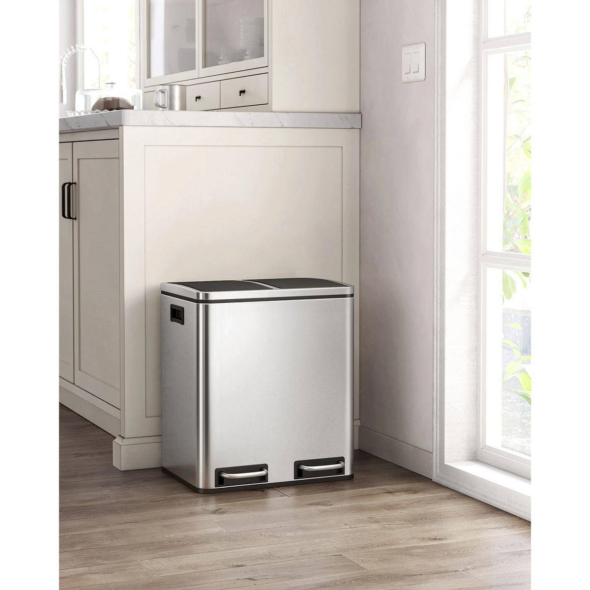 MÜLLEIMER Kigali - Silberfarben, Metall (41/47/36cm) - Hansiro