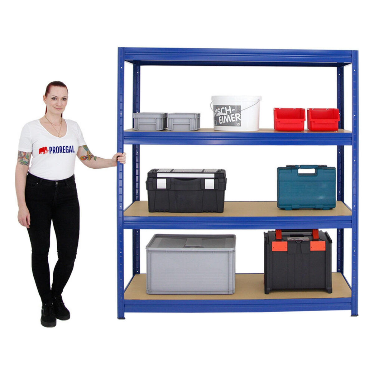 SCHWERLASTREGAL Dino 2er-Set mit 2x 180x160x60 cm Fachlast 600 kg Blau - Blau, Metall (320/180/60cm) - PROREGAL