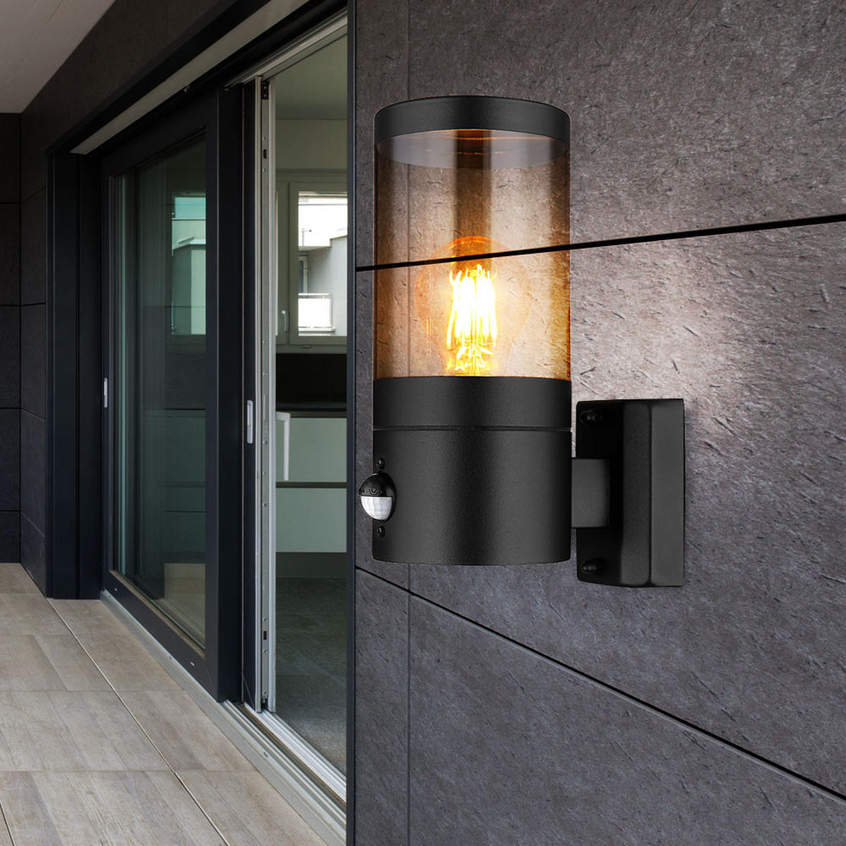 LED AUSSEN-WANDLEUCHTE Edelstahl Schwarz - Schwarz, Kunststoff (10.2/24.5/17cm) - Globo Lighting