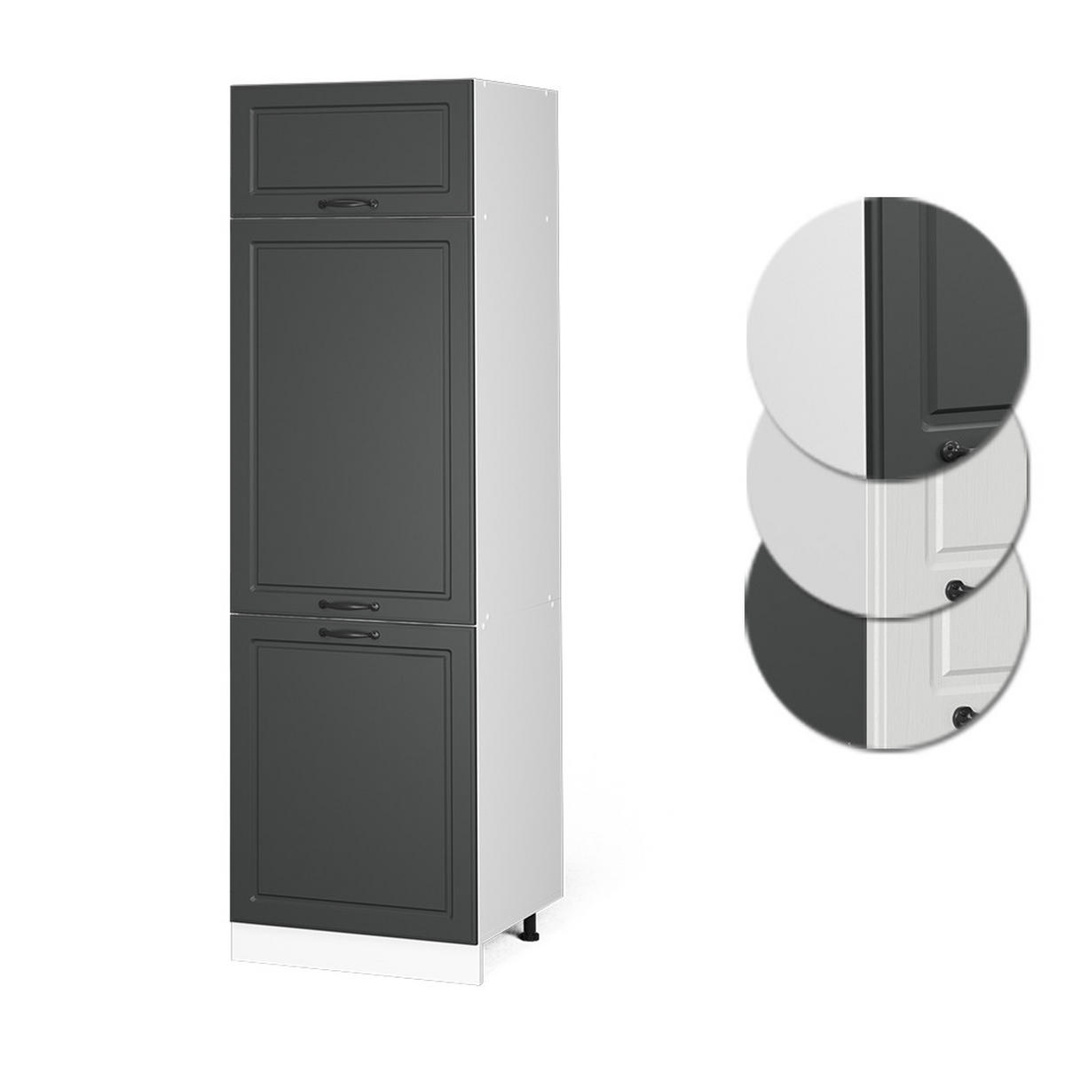 KÜHLUMBAUSCHRANK R-Line Anthrazit Landhaus 60 cm - Anthrazit/Weiß, Holzwerkstoff (60/206.8/57.2cm) - Vicco