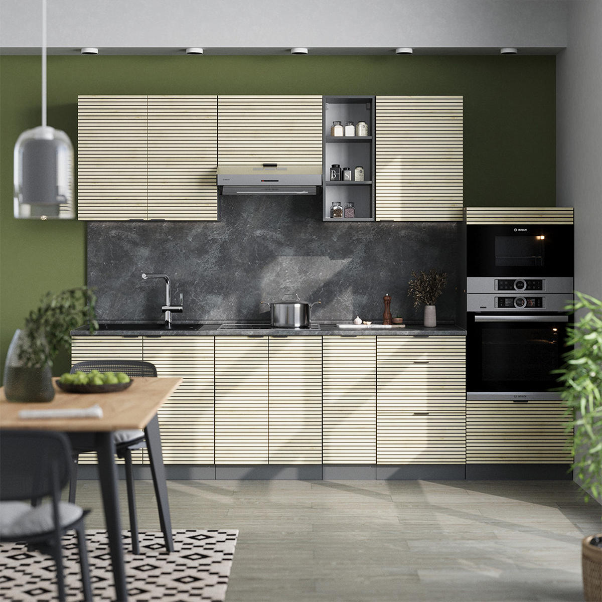 KUCHYŇSKÝ KOUT Fame-Line Dubový panel/antracit - antracitová/barva dubu, kompozitní dřevo (280/81.6/60cm) - Vicco