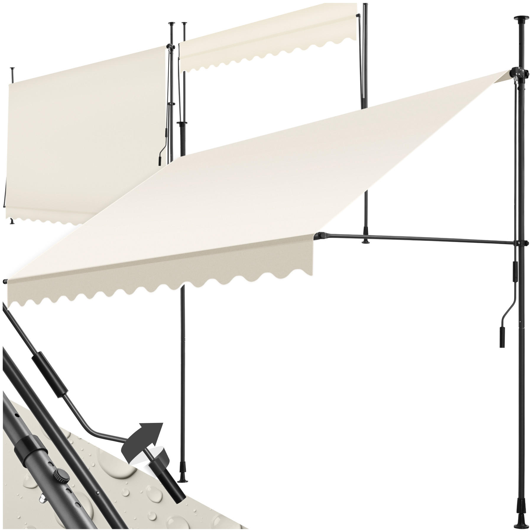 KLEMMMARKISE ,einfache Montage,beige - Beige, Kunststoff (300/304/180cm) - tectake