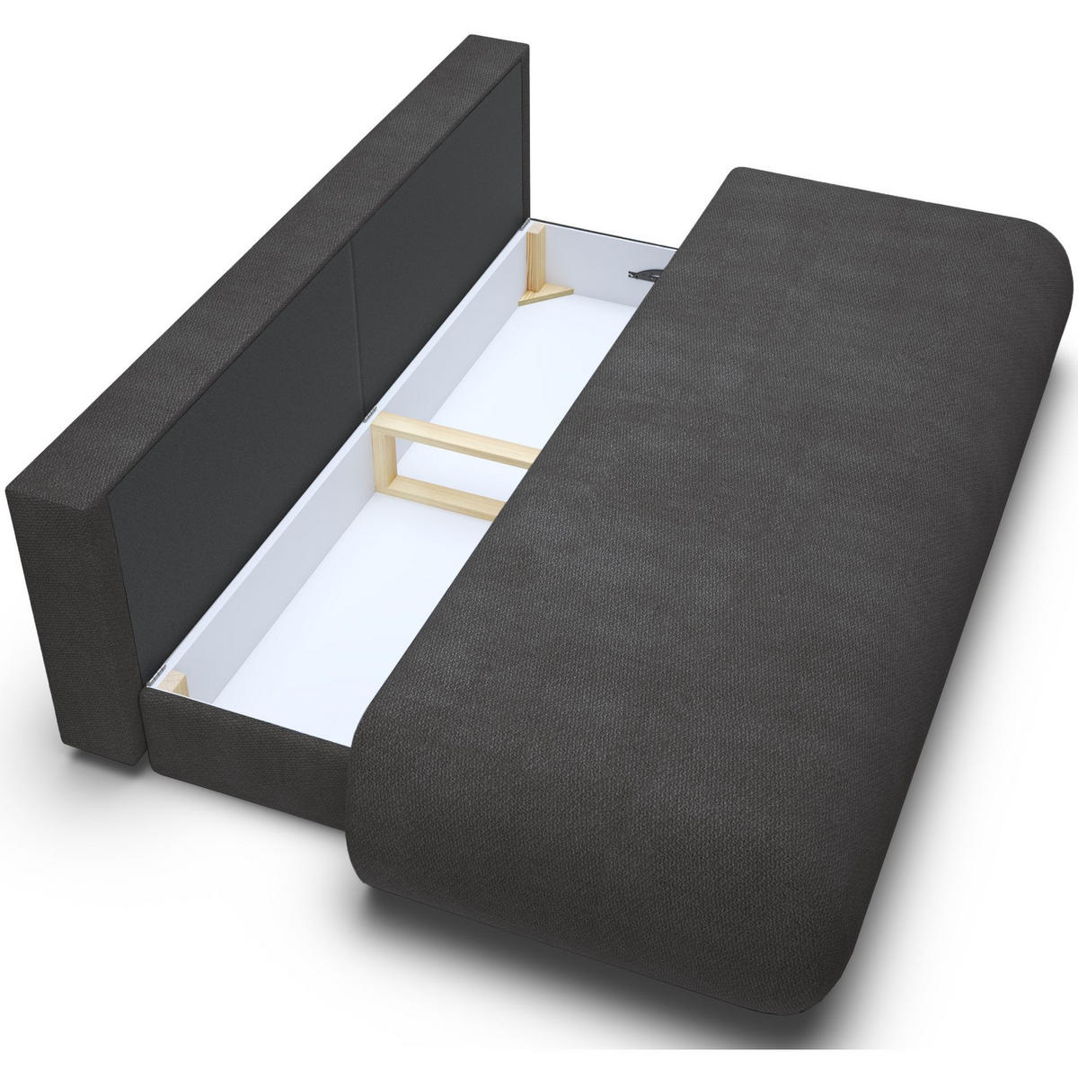 3-SITZER SCHLAFSOFA Graphit Chenille - Schwarz, Kunststoff/Textil (214/74/100cm) - Selsey