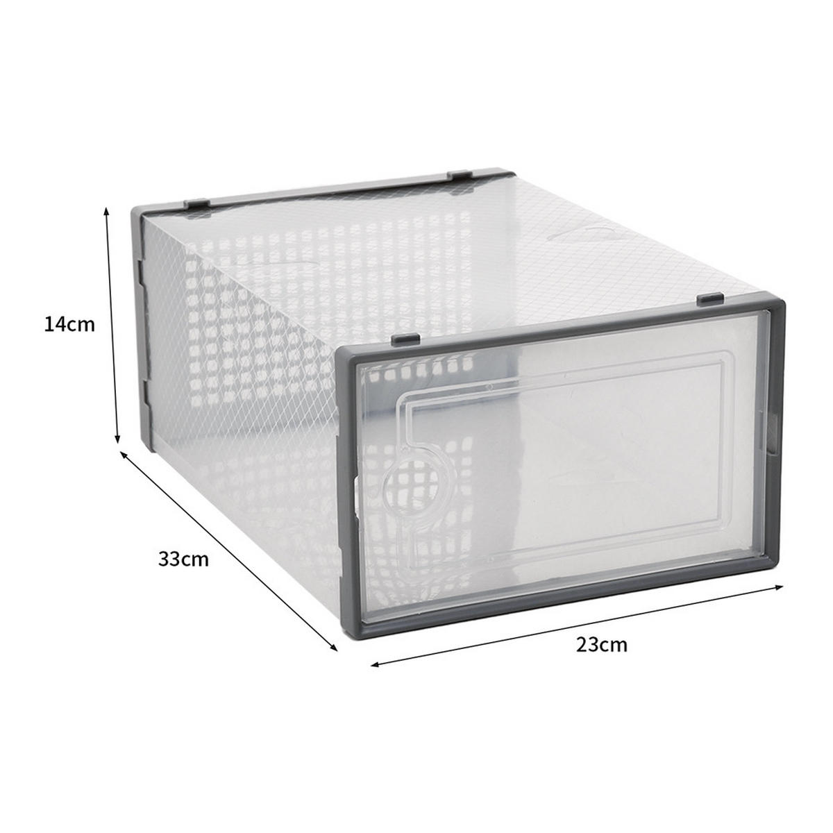 SCHUHBOXEN Kunststoff Grau 12er-set 33x23x14cm- Einfacher doppelrahmen klappbarer mehrschichtiger Aufbewahrungsständer - Grau, Kunststoff (23/14/33cm) - Livingandhome