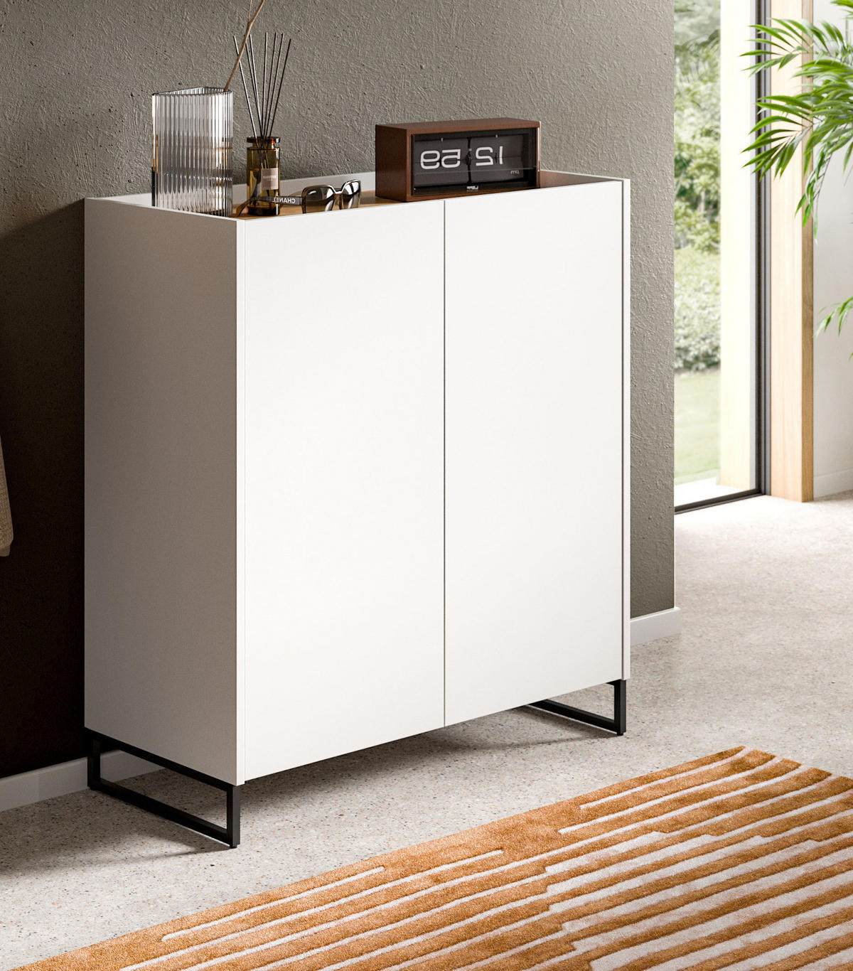 SCHUHSCHRANK weiß und Artisan Eiche, Schuhkommode 90 x 97 cm, Soft-Close - Schwarz/Weiß, Holzwerkstoff/Metall (90/97/38cm) - Inn.Furn