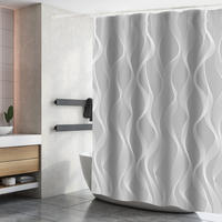 DUSCHVORHANG Grau Polyester waschbar wasserdicht mit Ringen - Grau, Textil (240/200cm) - MCBOSON