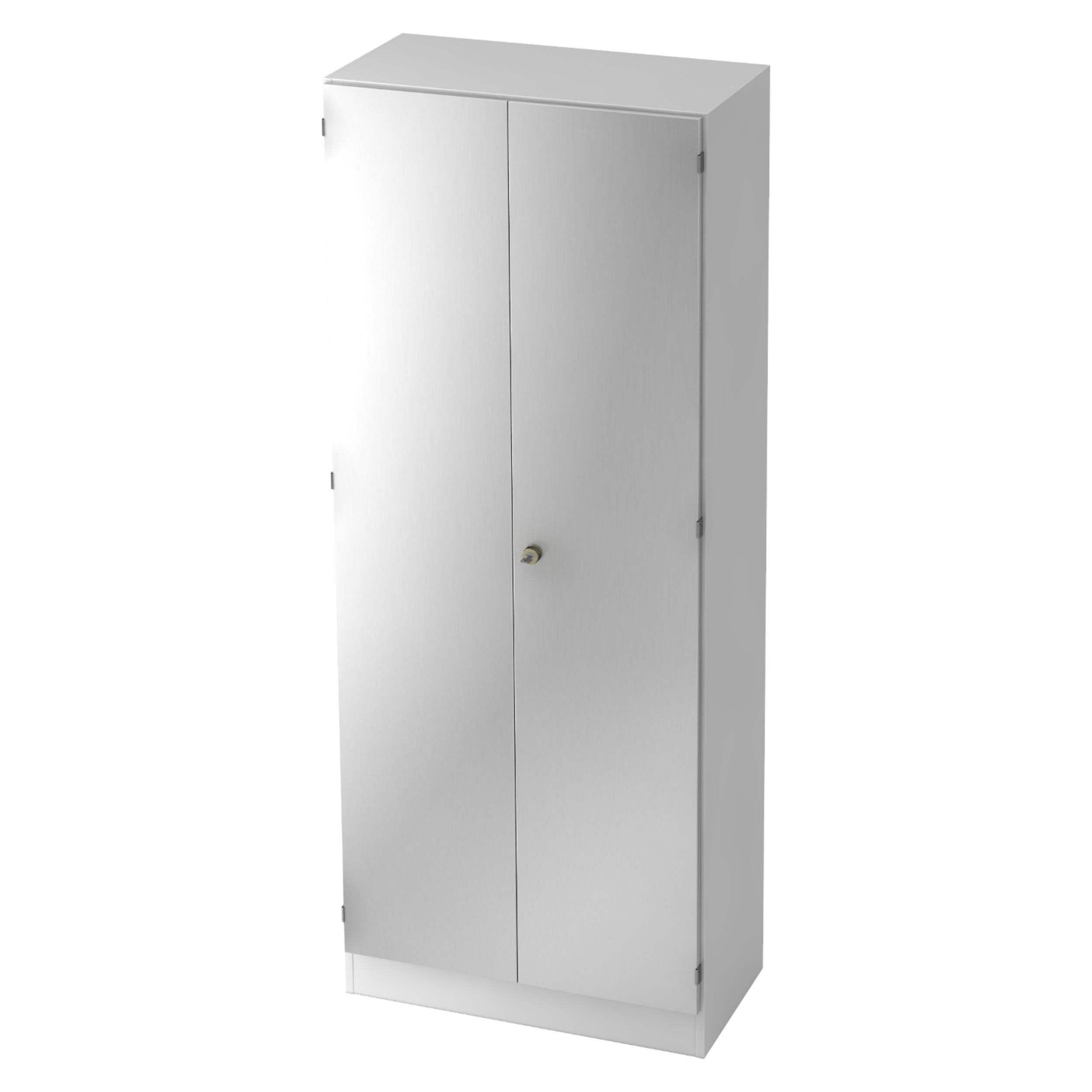 AKTENSCHRANK - 5 Ordnerhöhen 42/80/200,4 cm in Weiß/Silberfarben - Silberfarben/Weiß, Holzwerkstoff (80/200.4/42cm) - bümö