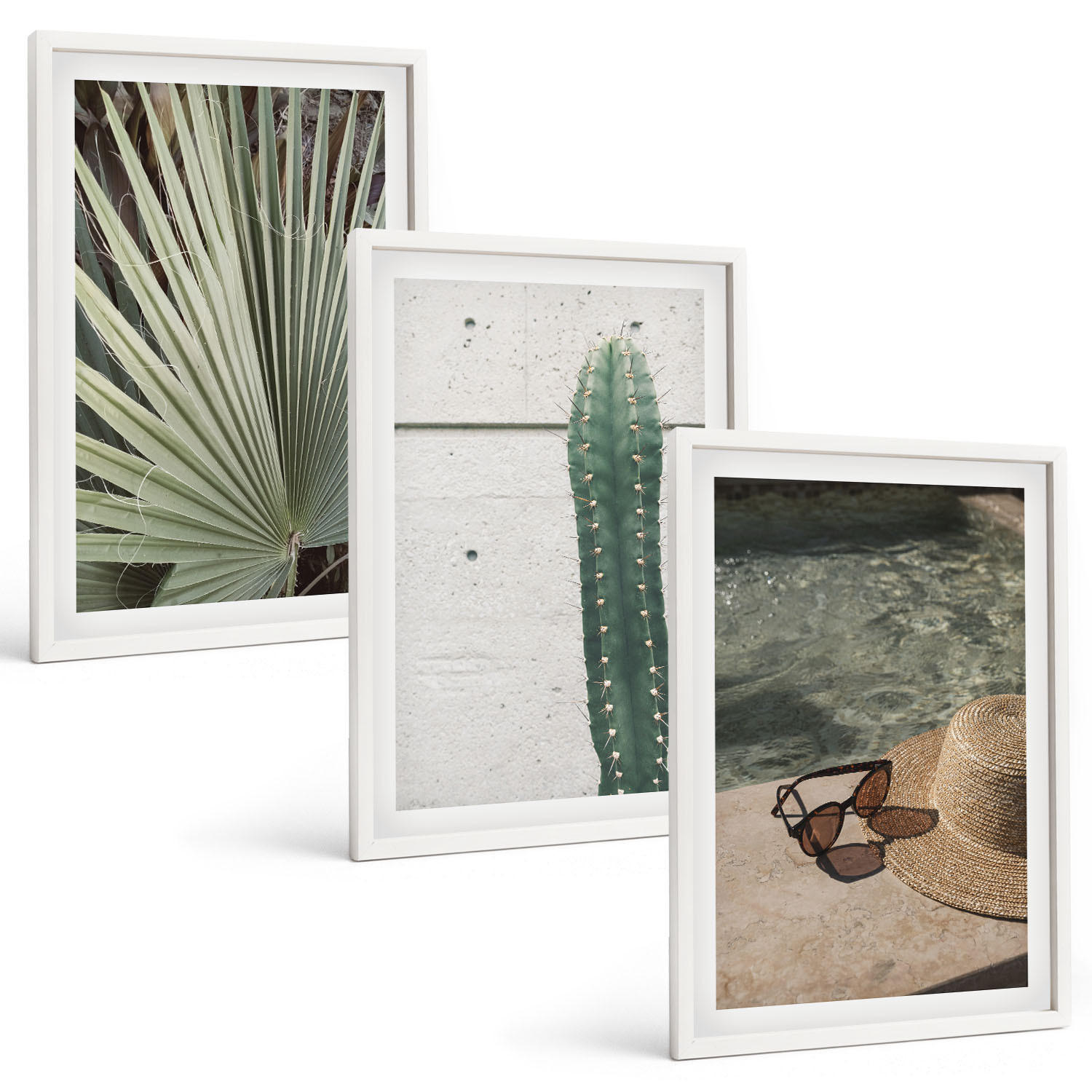 BILDER SET 3er Set - 40x60 cm Weißer Rahmen - Zubehör für tropische Pflanzen - Weiß, Kunststoff (40/60cm) - TULUP