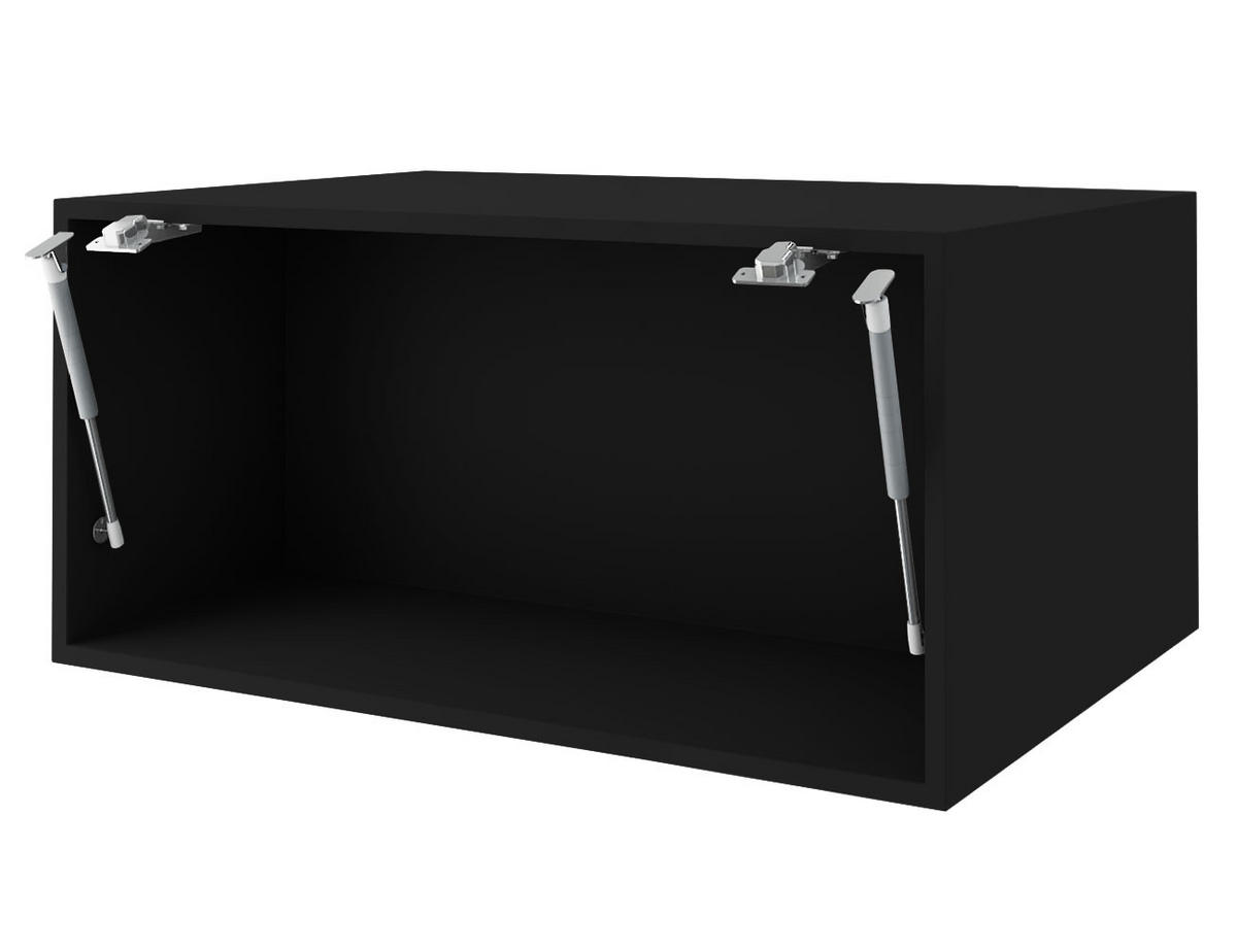 AUFSATZSCHRANK Essen W6B/80 Graphit Hochglanz / Schwarz Matt 80 / 59 / 36cm - Schwarz/Graphitfarben, Holz/Holzwerkstoff (80/36/59cm) - Feldmann-Wohnen