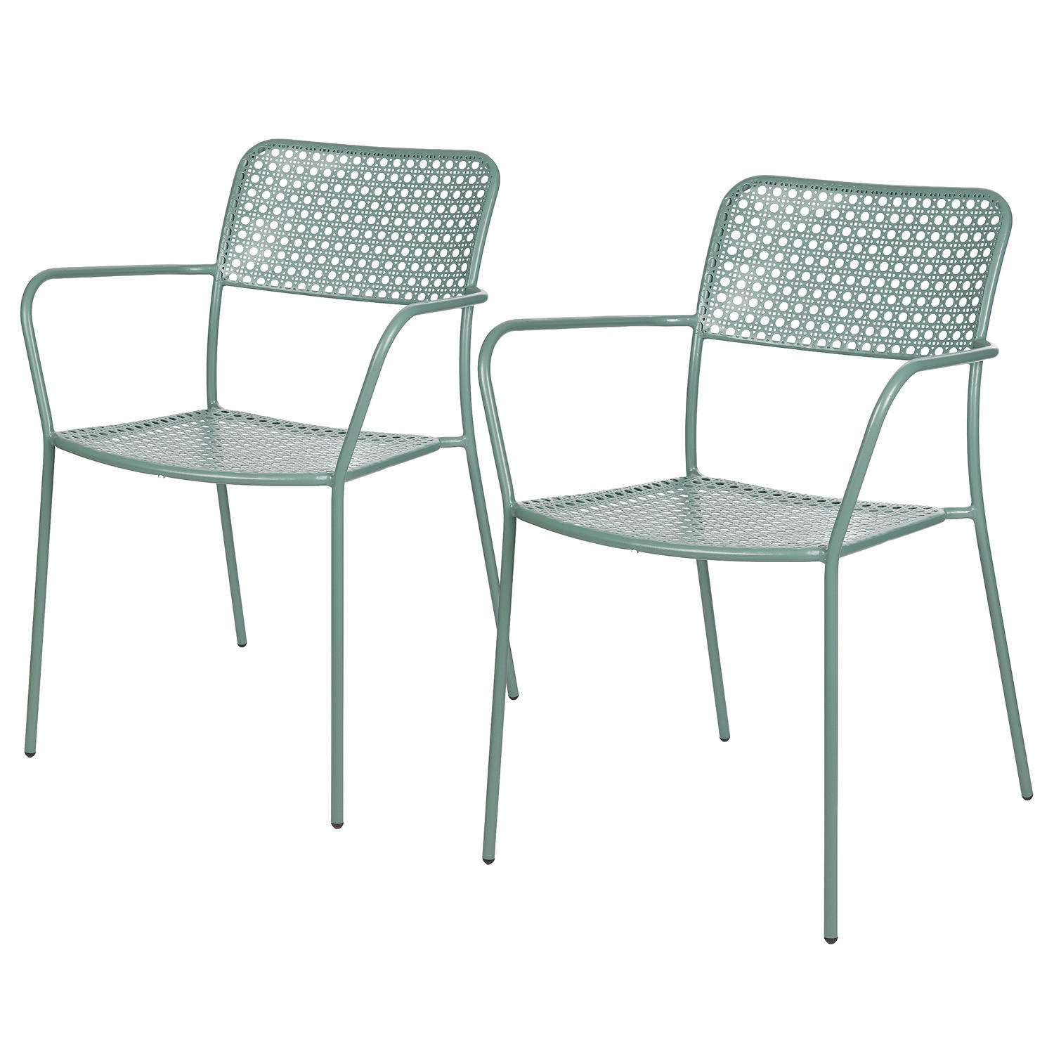 STAPELSTUHL (2er-Set) New Twist - Salbeigrün, Metall (58/80/60cm) - Butlers