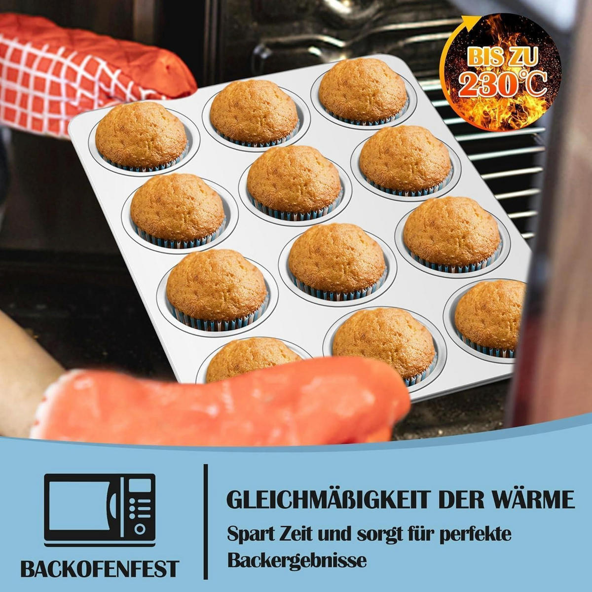 MUFFINBACKFORM 2er Set Edelstahl - Silberfarben, Metall (30/4/40cm)