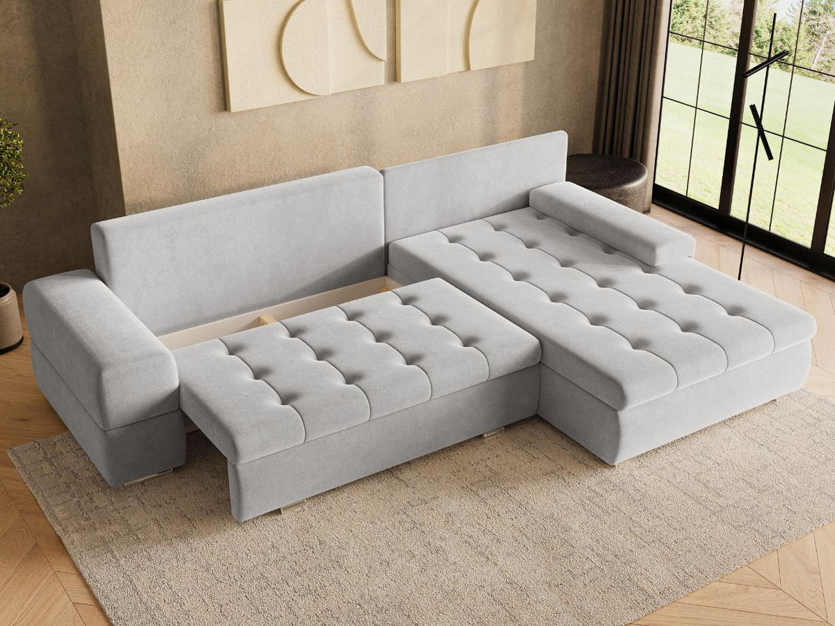 ECKSOFA Sonia Grau - Silberfarben/Grau, Holz/Textil (310/210cm) - Graingold