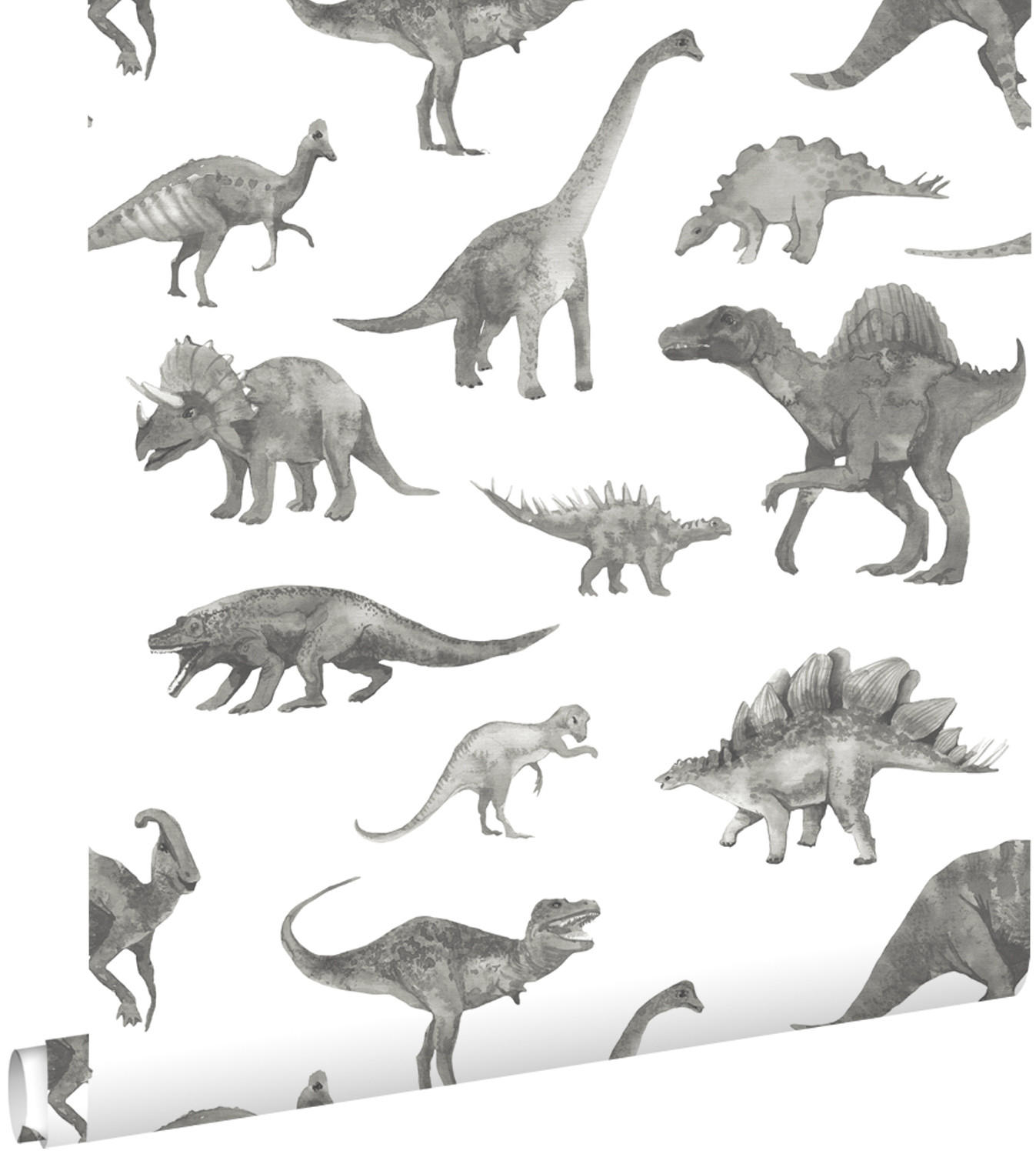 TAPETE Dinosaurier 50 x 900 cm - Grau, Papier (50/0.1cm) - ESTAhome