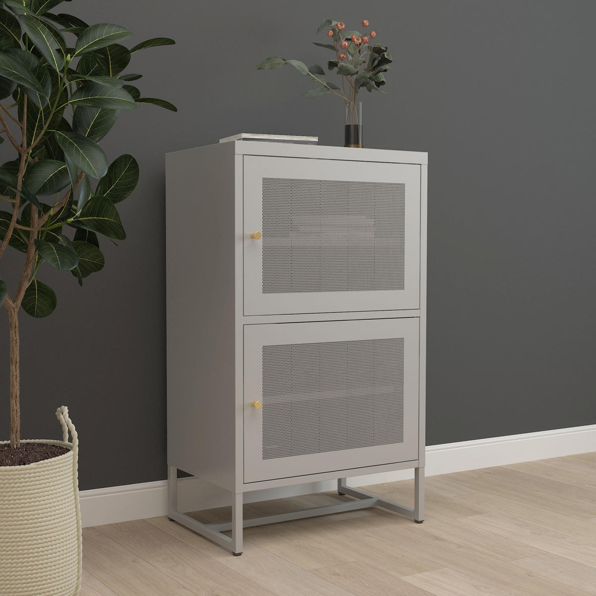BÜROSCHRANK Sund - Grau, Metall (60/101.5/40cm) - [en.casa]