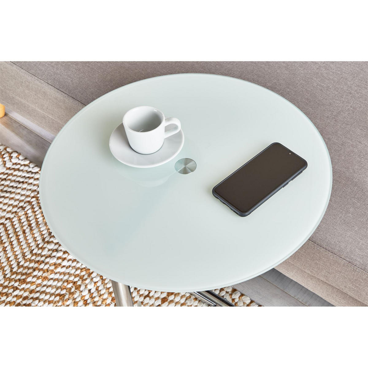 COUCHTISCH LEONIE - Chromfarben, Glas (45/46/65cm) - IDIMEX