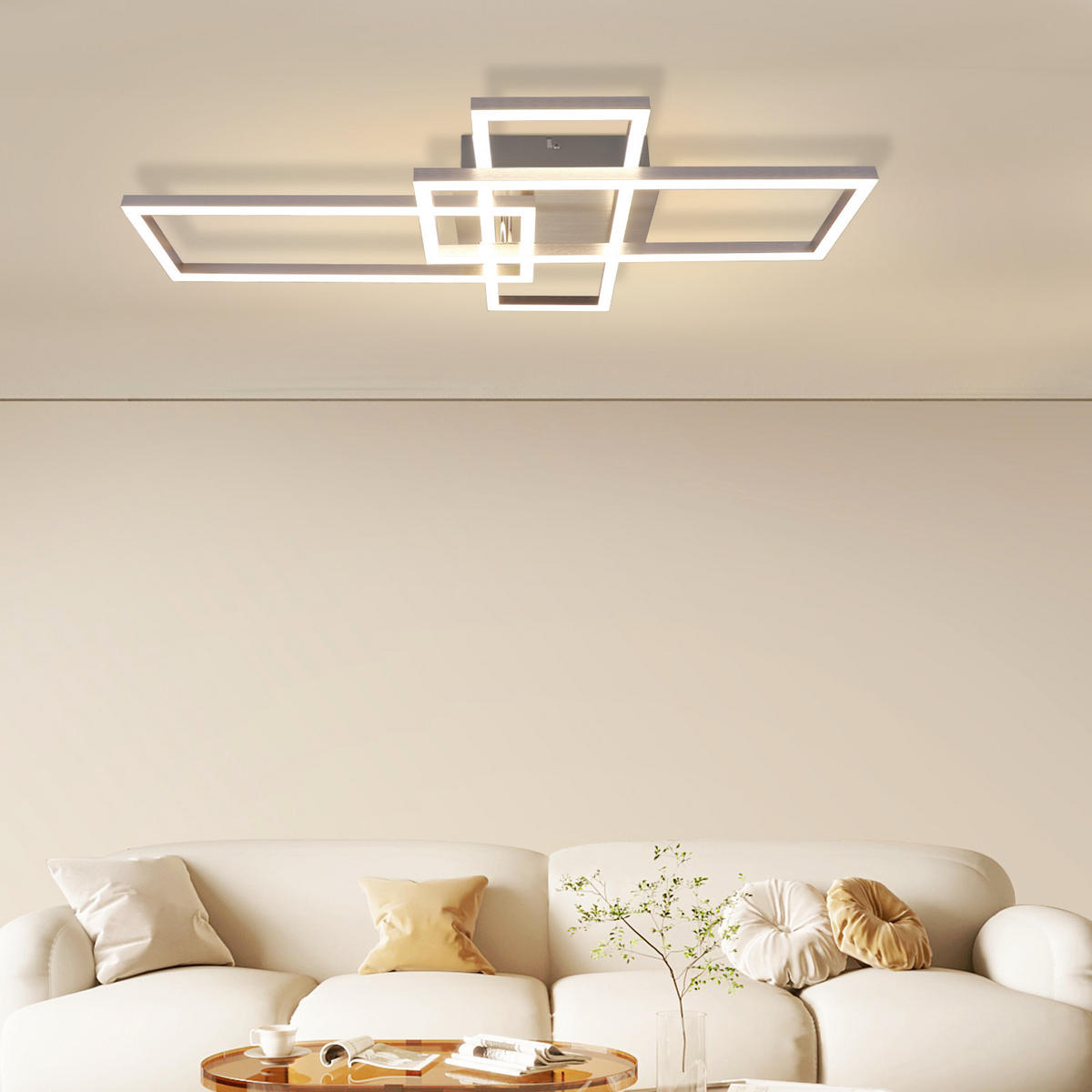 LED-DECKENLEUCHTE Flamhain 35/9.5/64.5 cm - Silberfarben, Metall (64.5/35/9.5cm) - ZMH