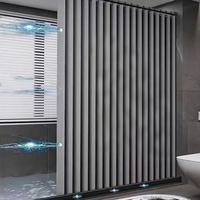 DUSCHVORHANG Grau 220 x 200 cm magnetisch faltbar Leinen schimmelresistent mit Haken - Grau, Textil (220/200cm) - MCBOSON