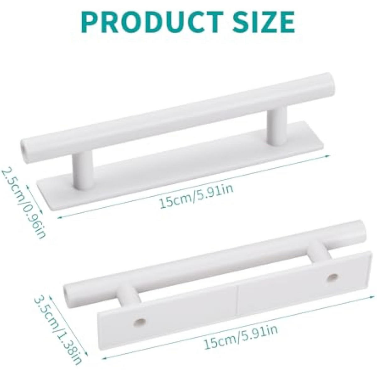 MÖBELGRIFF Silber 2er-Set 150 mm Klebegriffe - Weiß, Metall (2.5/3.5/15cm)