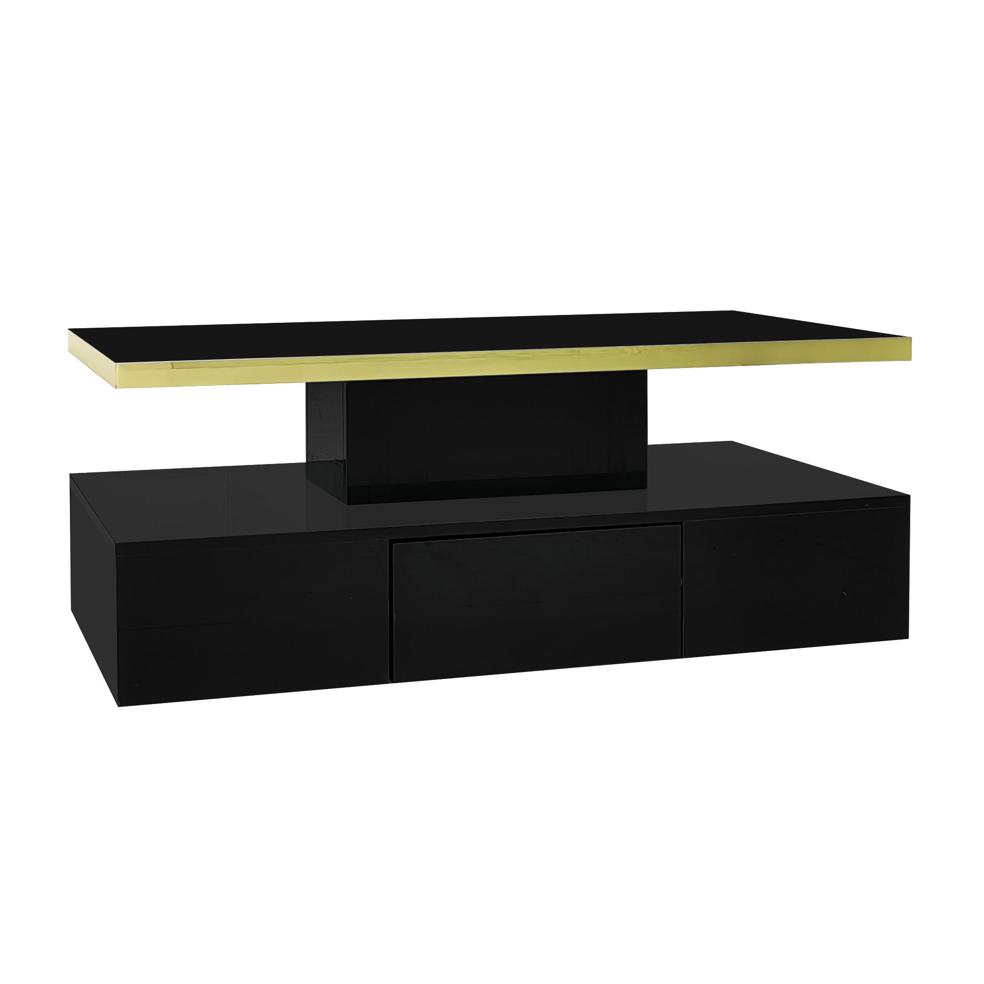 COUCHTISCH Hochglanz mit 2 Schubladen & LED - Multicolor, Metall (100/50/38.5cm) - SHOPENTRA