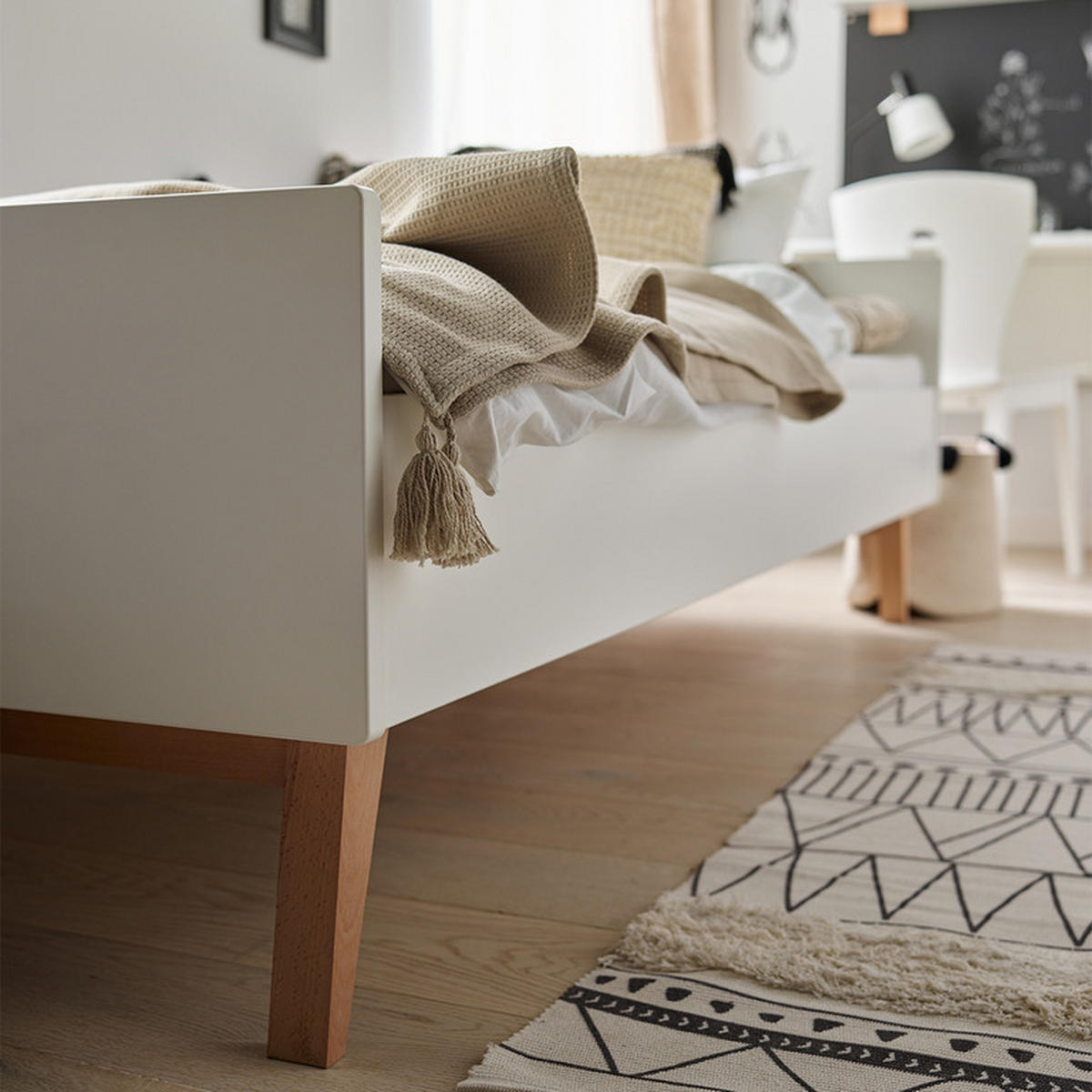 POSTEL 90/200 Bílá a dřevo - bílá, kompozitní dřevo (90/200cm) - Petits-meubles