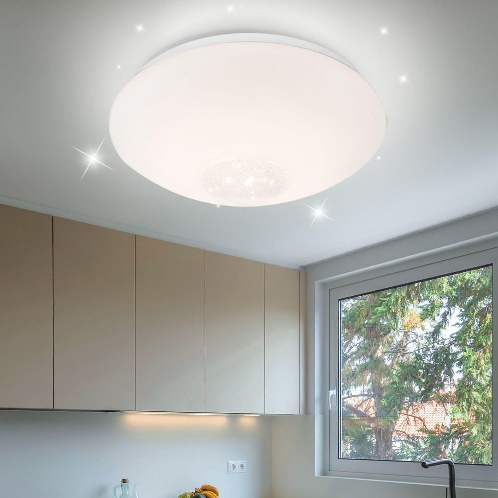 LED DECKENLEUCHTE Kristalloptik Weiß - Weiß, Glas (29/29/10cm) - Globo Lighting