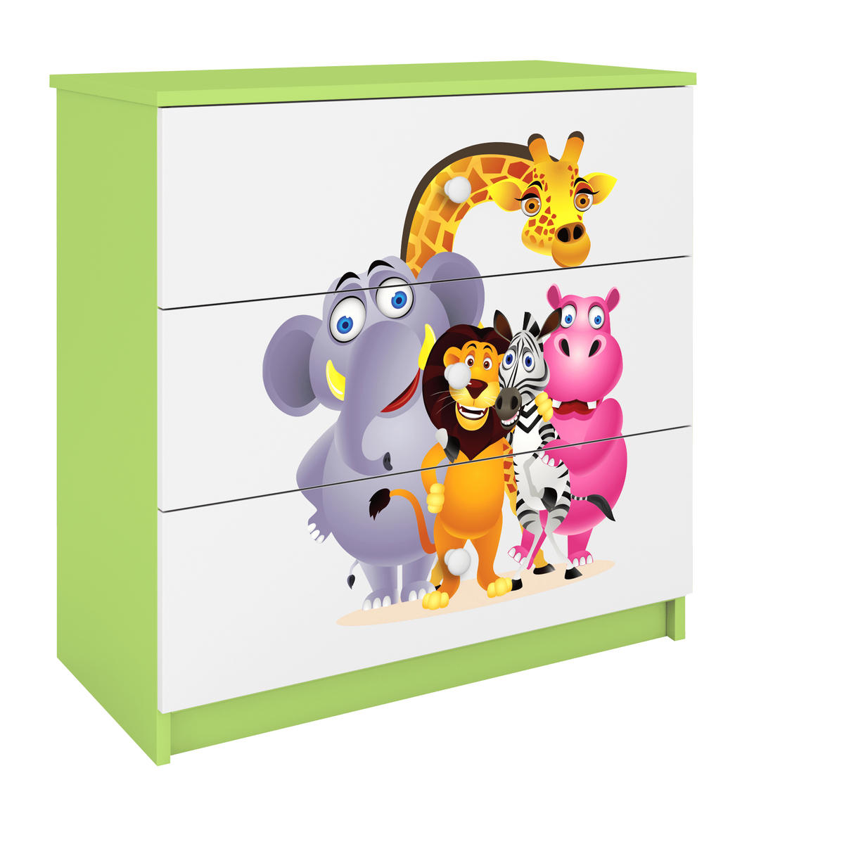 KOMMODE Babydreams ZOO 81/81/41 - Grün, Holzwerkstoff (81/81/41cm) - RAUMHIRSCH FURNITURE