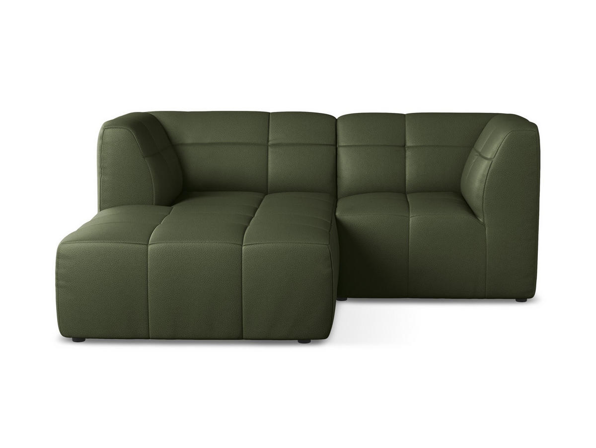 ECKSOFA Links Kunstleder Grün - Schwarz/Grün, Holzwerkstoff/Kunststoff (191/175cm) - Makamii