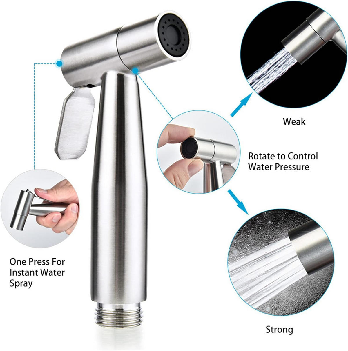 WC-BIDET-AUFSATZ – Silber – Handspülung – G1/2 Umsteller - Silberfarben, Metall (22.5/6/12.5cm)