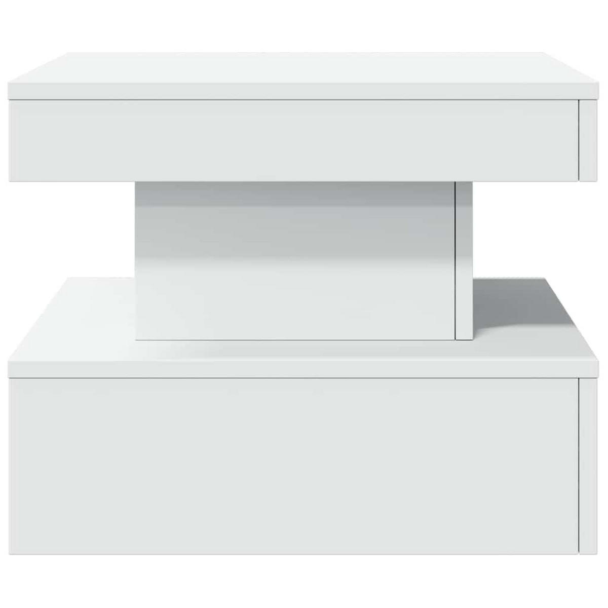 COUCHTISCH Moderner 50/50/40 cm aus Holzwerkstoff Weiß Weiss mit Led-Leuchten Quadratisch - Weiß, Holz (50/50/40cm) - vidaXL