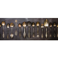 GLASBILD 80x30 cm Küche Löffel Vintage - Silberfarben, Glas (80/30cm) - artissimo